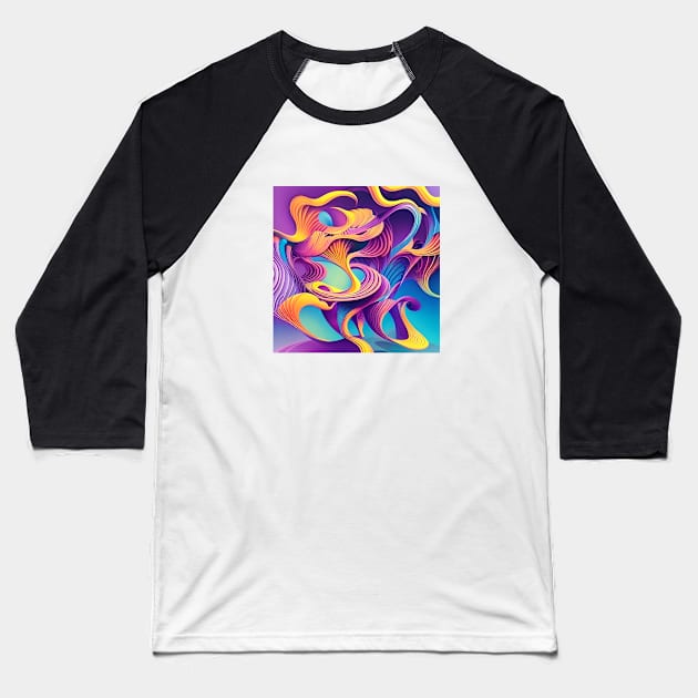 Curvy Calming Colors Abstract Design Baseball T-Shirt by ArtistsQuest